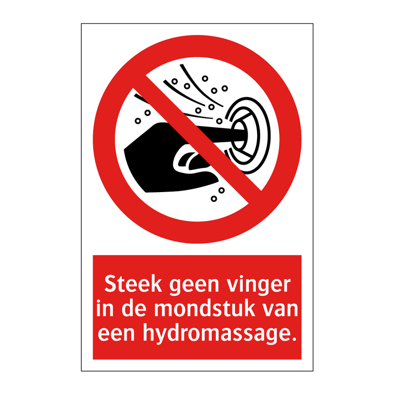 Steek geen vinger in de mondstuk van een hydromassage.