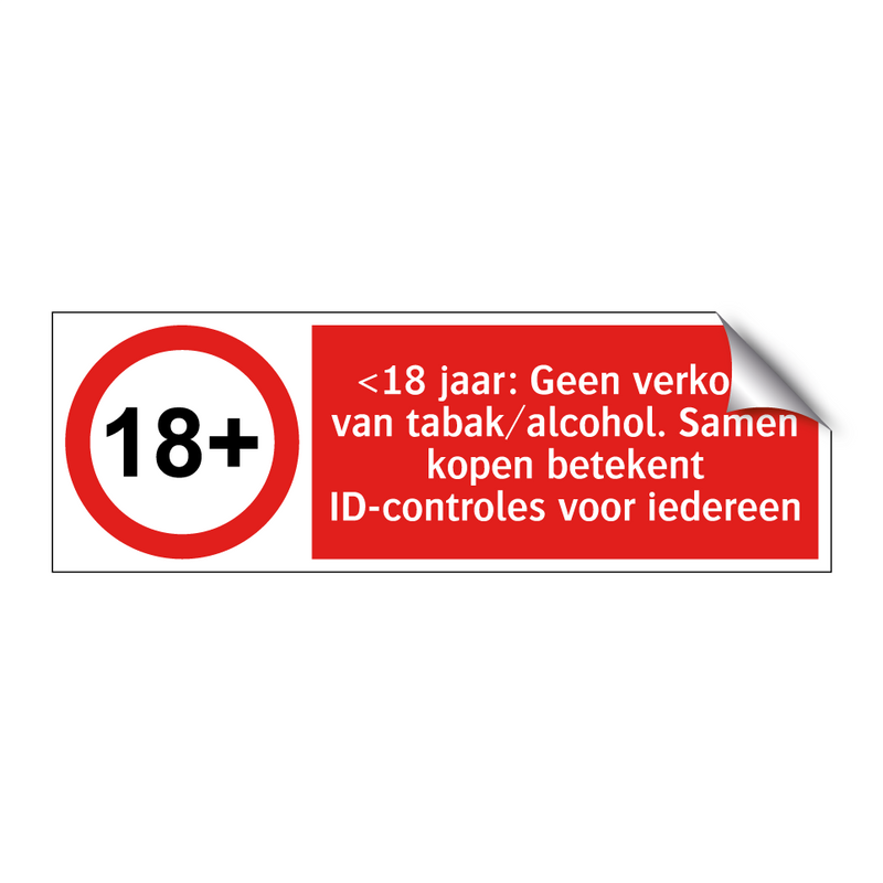 <18 jaar: Geen verkoop van tabak/alcohol. Samen kopen betekent ID-controles voor iedereen