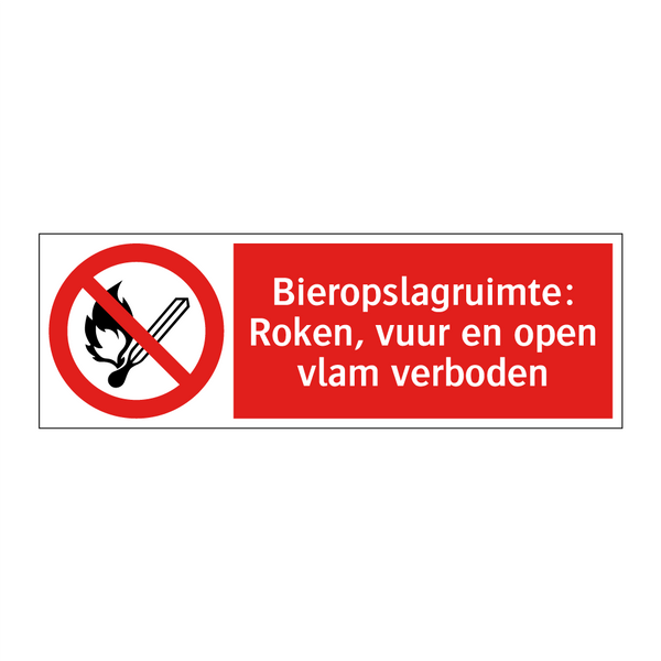 Bieropslagruimte: Roken, vuur en open vlam verboden