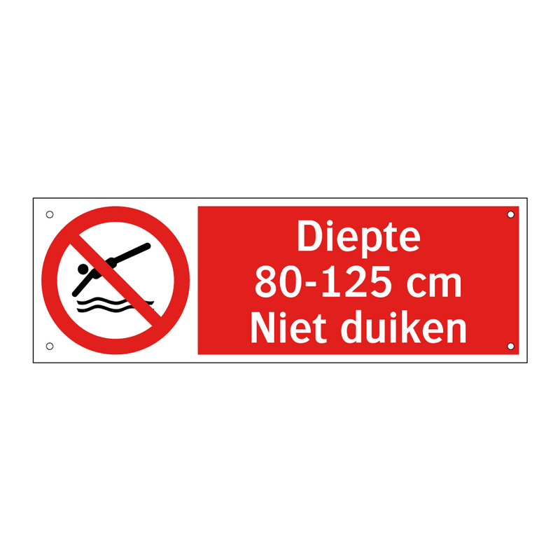 Diepte 80-125 cm. Niet duiken