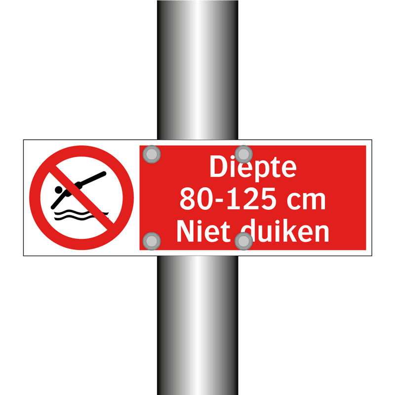 Diepte 80-125 cm. Niet duiken