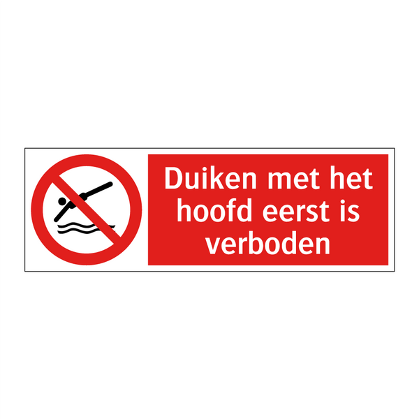 Duiken met het hoofd eerst is verboden