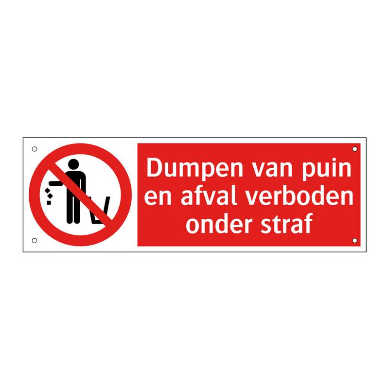 Dumpen van puin en afval verboden onder straf