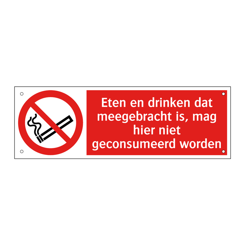 Eten en drinken dat meegebracht is, mag hier niet geconsumeerd worden