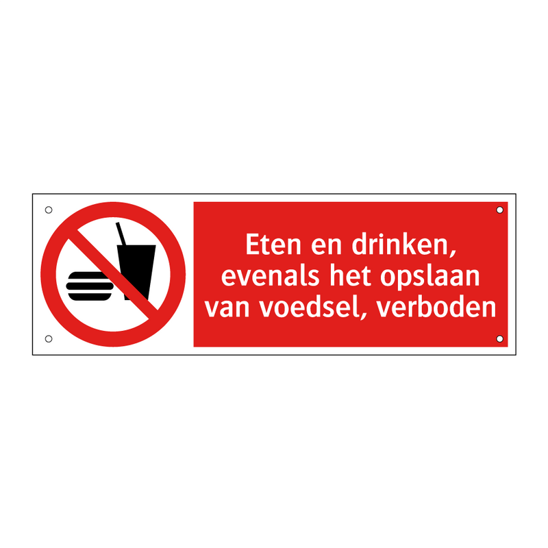 Eten en drinken, evenals het opslaan van voedsel, verboden