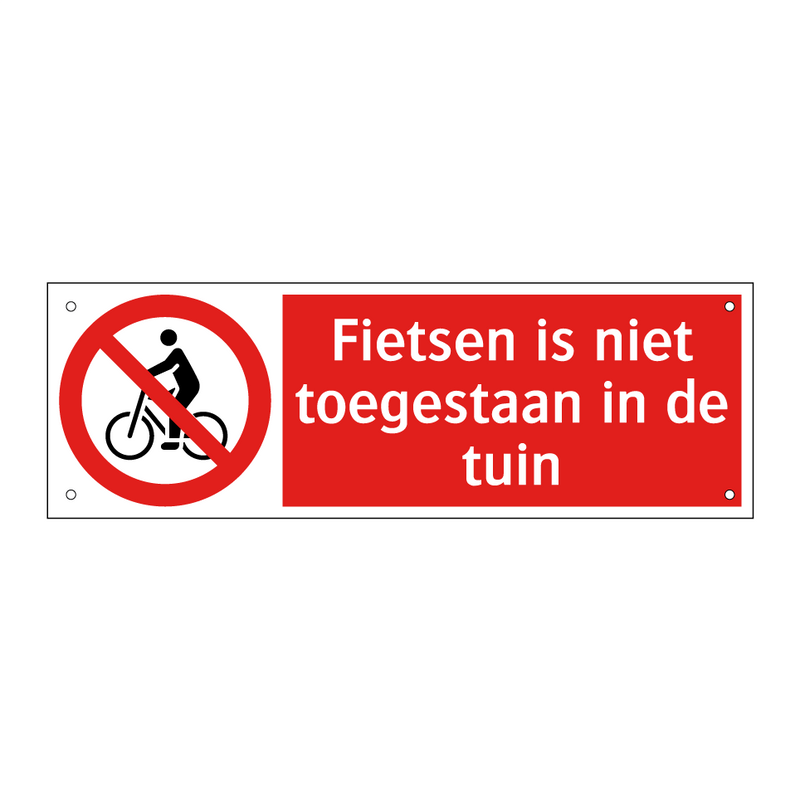 Fietsen is niet toegestaan in de tuin