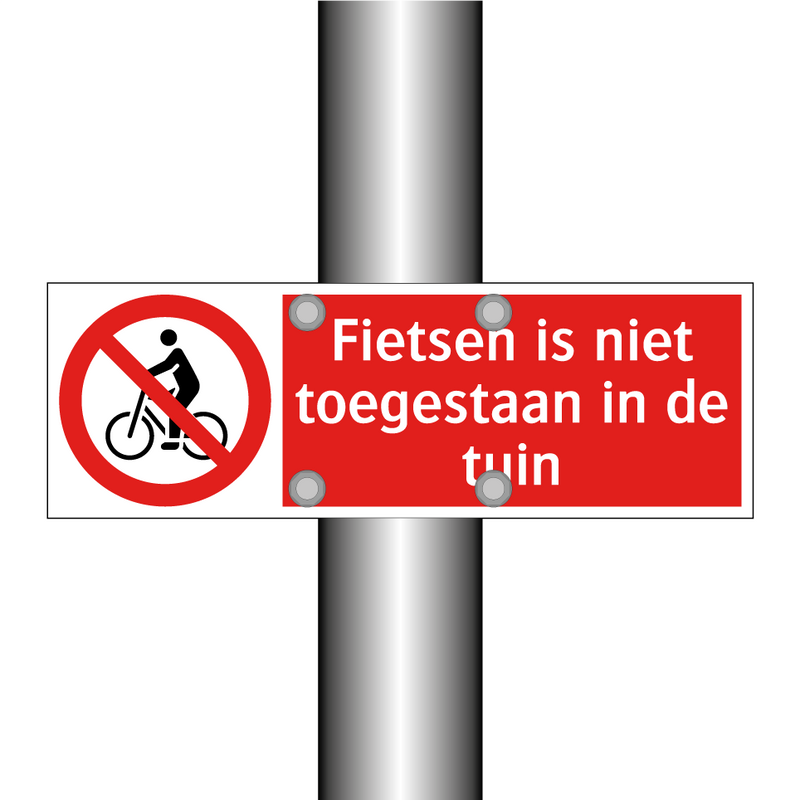 Fietsen is niet toegestaan in de tuin