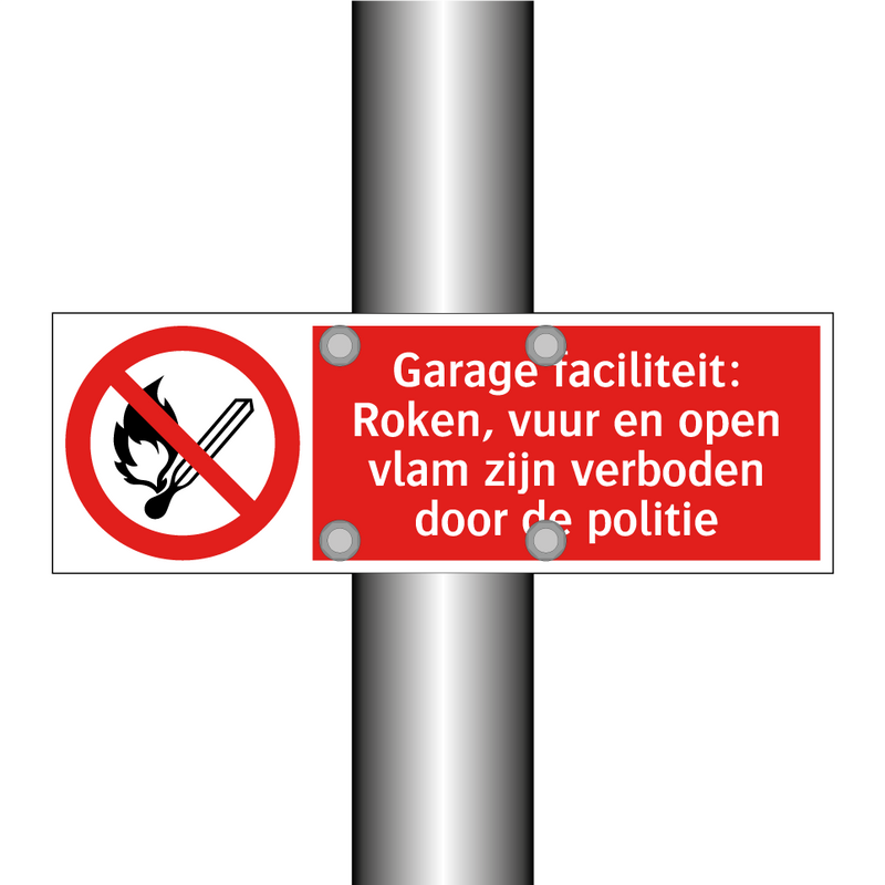 Garage faciliteit: Roken, vuur en open vlam zijn verboden door de politie