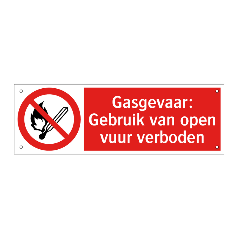 Gasgevaar: Gebruik van open vuur verboden