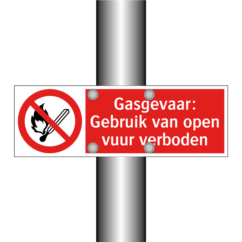 Gasgevaar: Gebruik van open vuur verboden