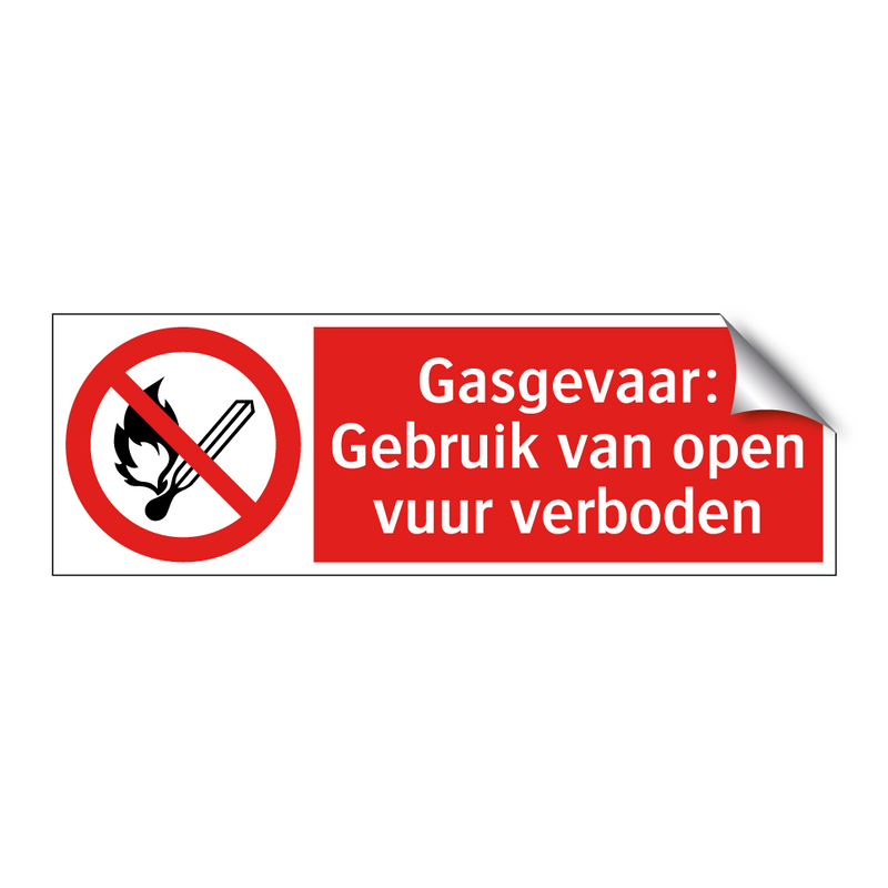 Gasgevaar: Gebruik van open vuur verboden