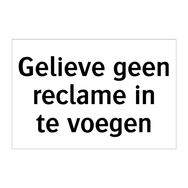 Gelieve geen reclame in te voegen