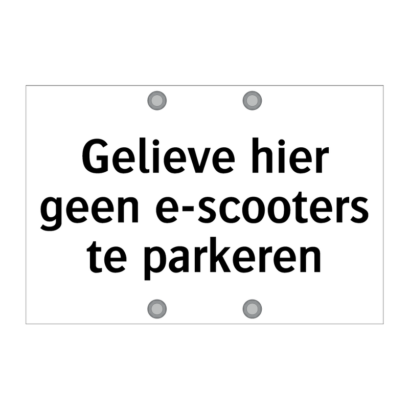 Gelieve hier geen e-scooters te parkeren