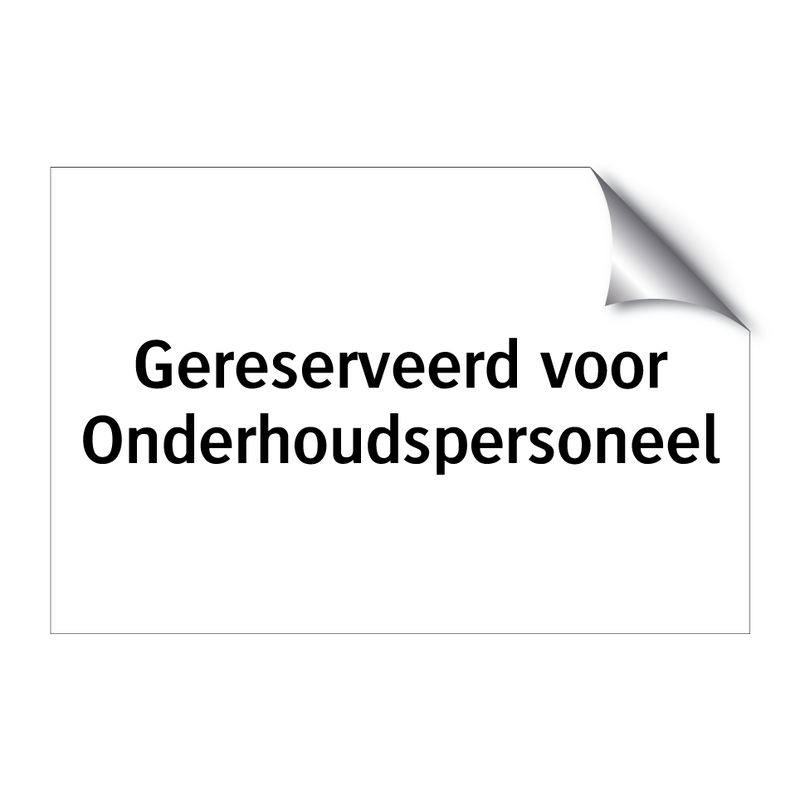 Gereserveerd voor Onderhoudspersoneel