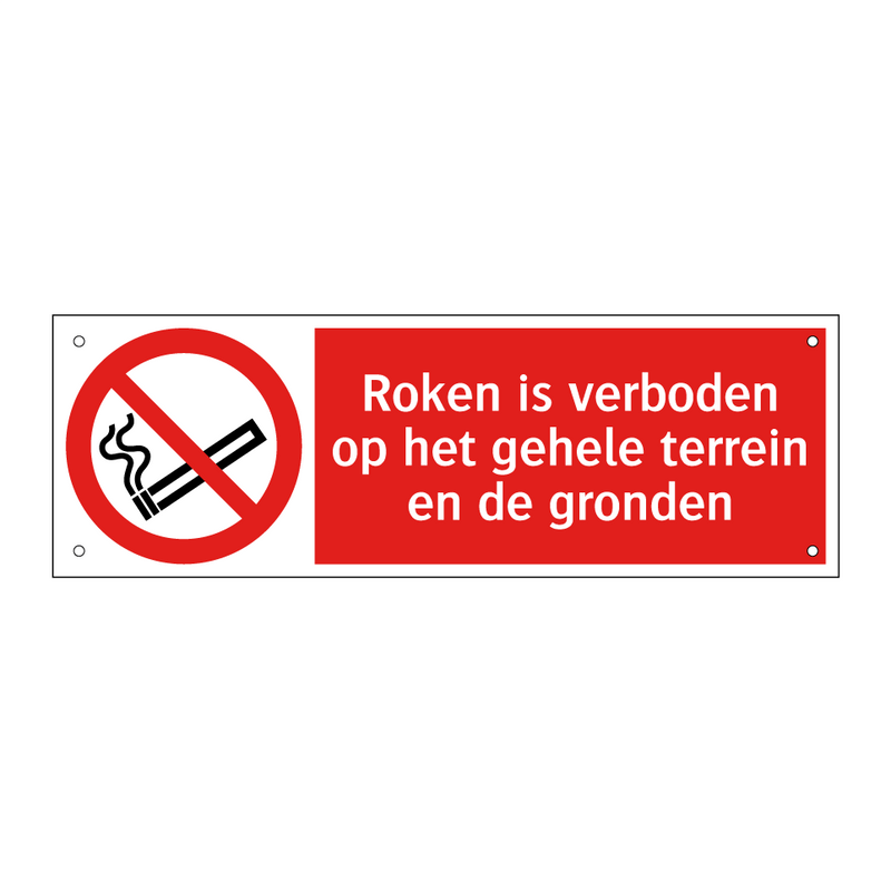 Roken is verboden op het gehele terrein en de gronden