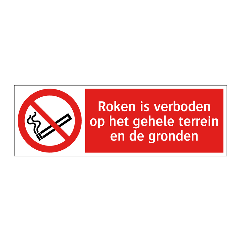 Roken is verboden op het gehele terrein en de gronden