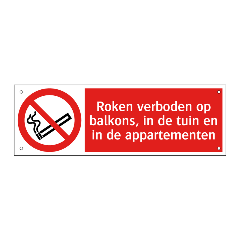 Roken verboden op balkons, in de tuin en in de appartementen