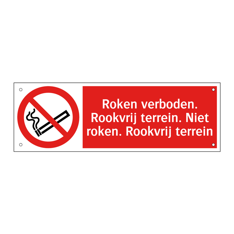 Roken verboden. Rookvrij terrein. Niet roken. Rookvrij terrein