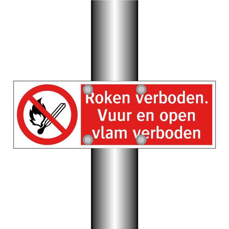 Roken verboden. Vuur en open vlam verboden