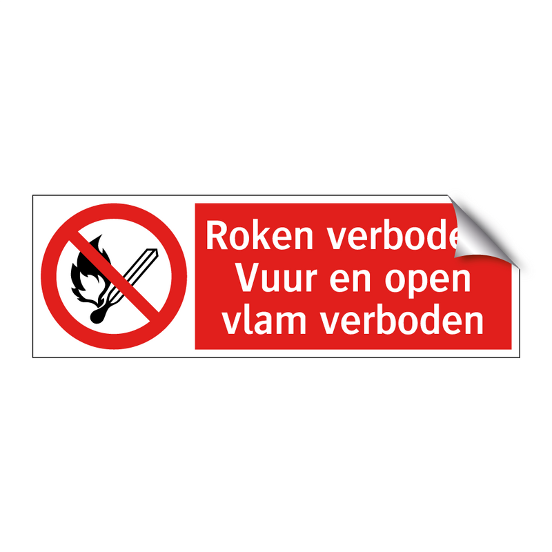 Roken verboden. Vuur en open vlam verboden