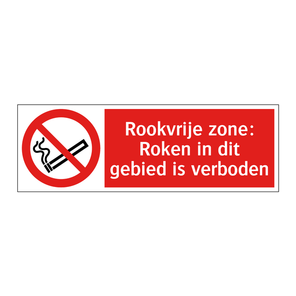 Rookvrije zone: Roken in dit gebied is verboden