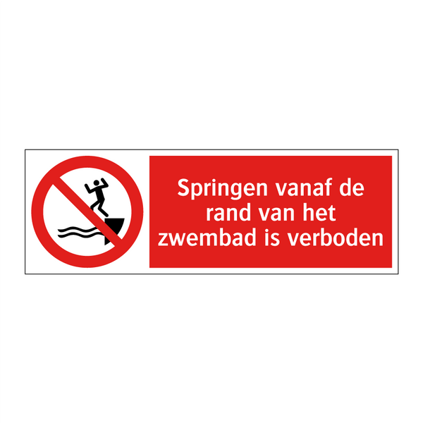 Springen vanaf de rand van het zwembad is verboden