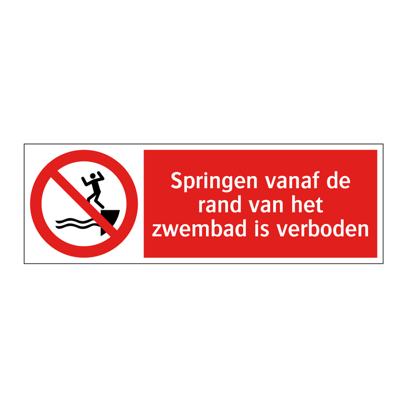 Springen vanaf de rand van het zwembad is verboden