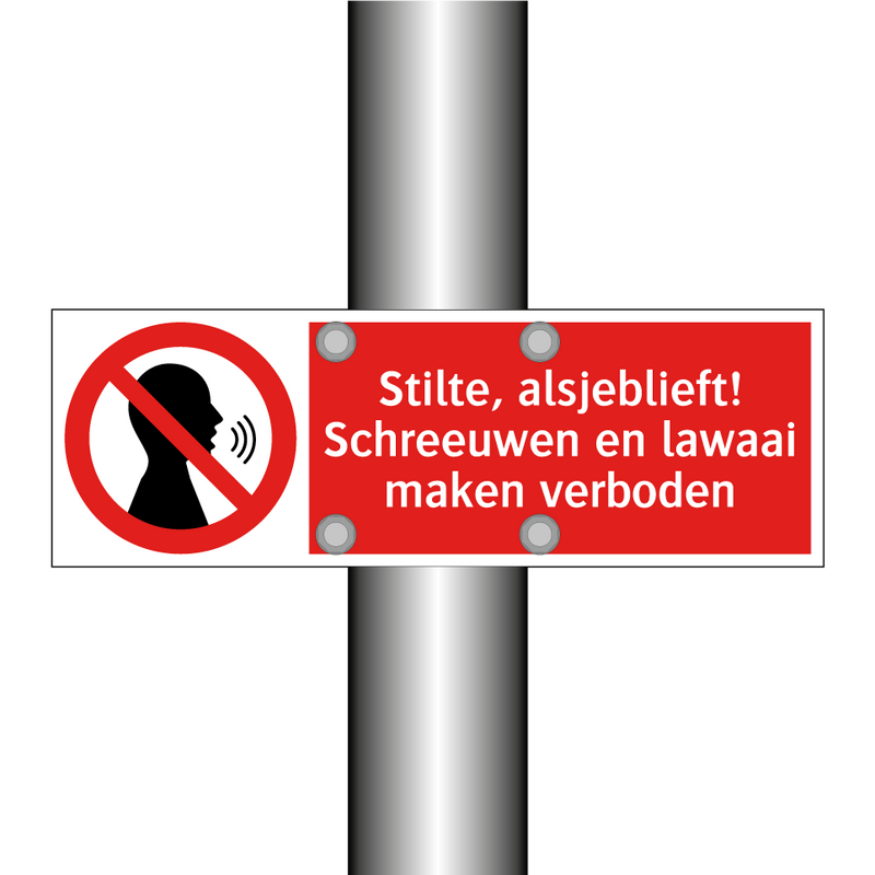 Stilte, alsjeblieft! Schreeuwen en lawaai maken verboden