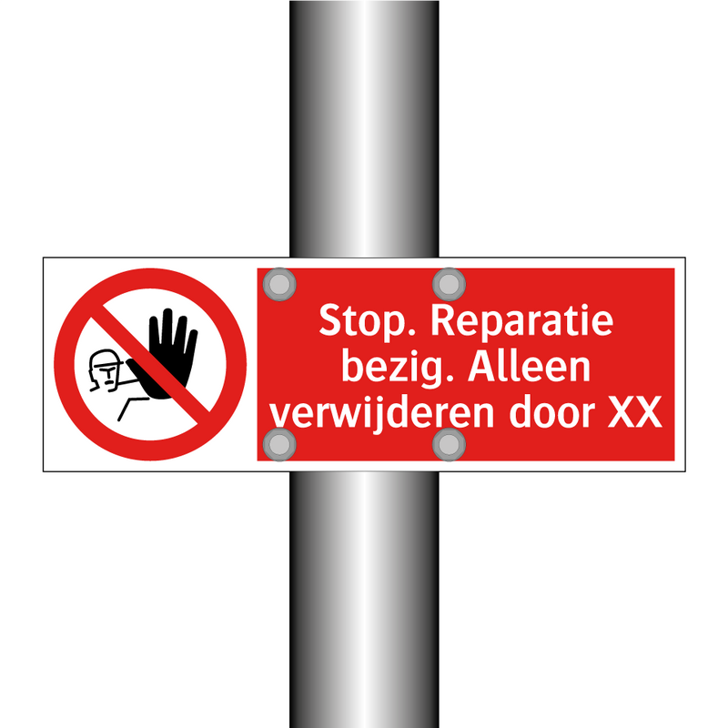 Stop. Reparatie bezig. Alleen verwijderen door XX