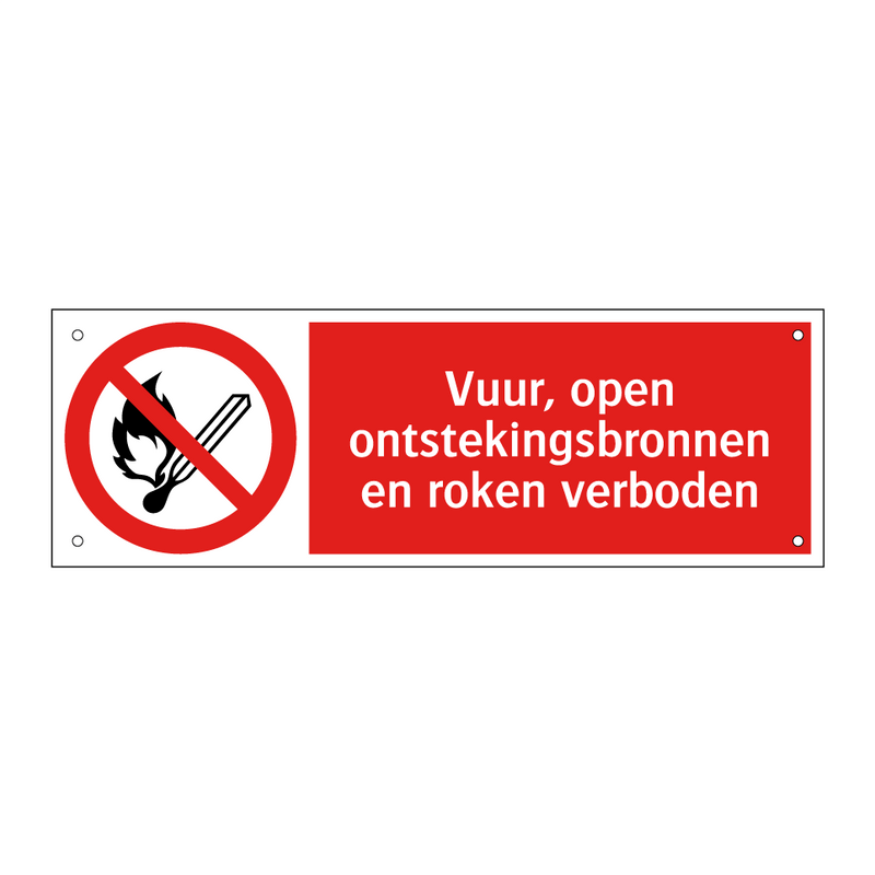 Vuur, open ontstekingsbronnen en roken verboden