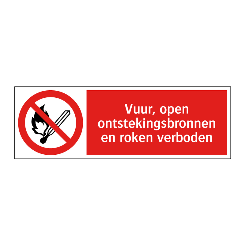 Vuur, open ontstekingsbronnen en roken verboden