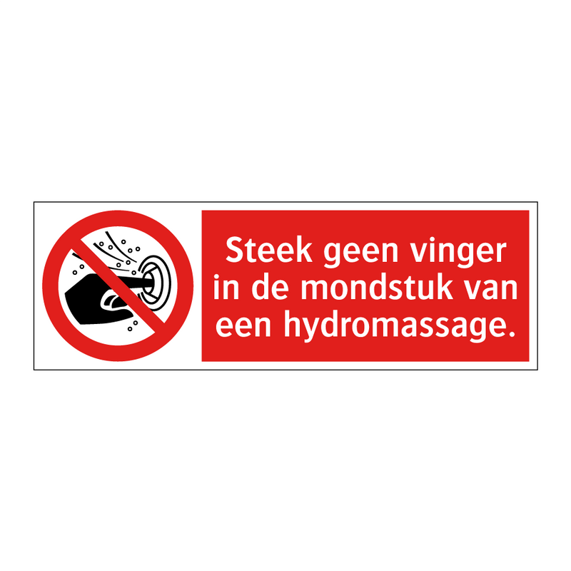 Steek geen vinger in de mondstuk van een hydromassage.