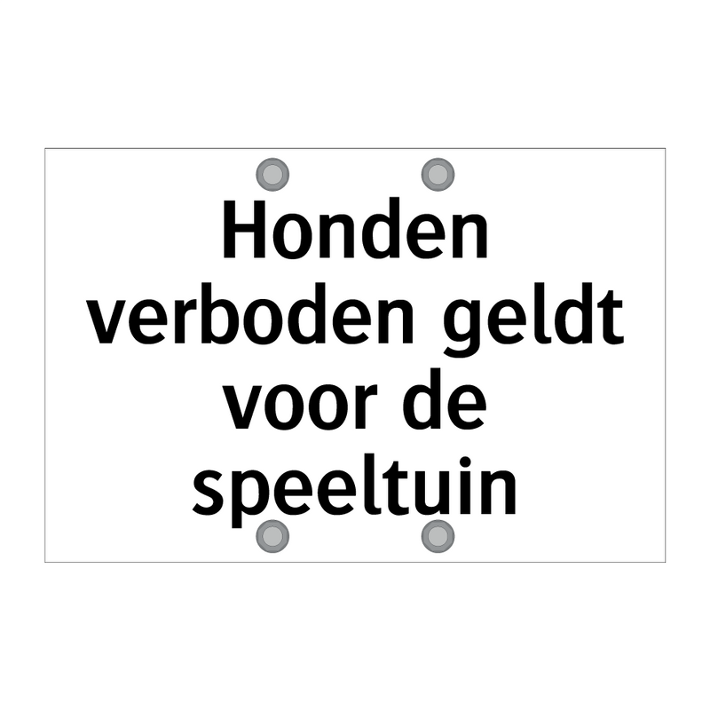 Honden verboden geldt voor de speeltuin