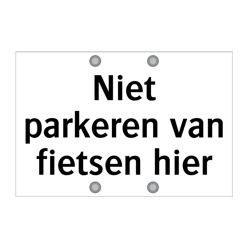 Niet parkeren van fietsen hier