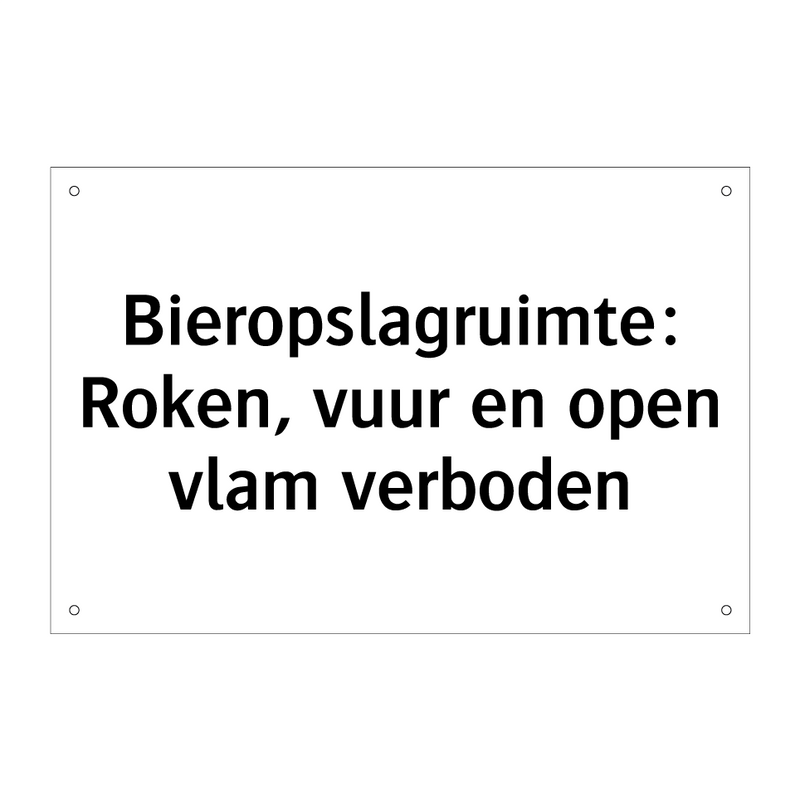 Bieropslagruimte: Roken, vuur en open vlam verboden