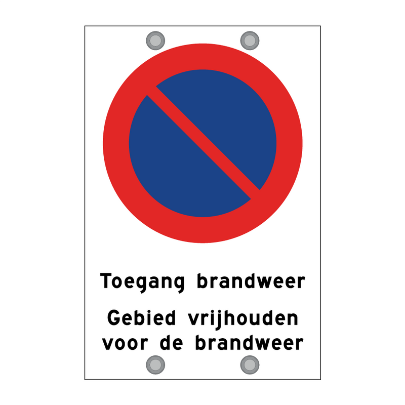 Toegang brandweer. Gebied vrijhouden voor de brandweer