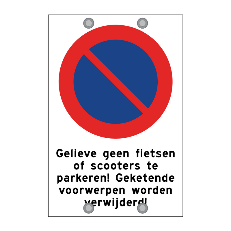 Gelieve geen fietsen of scooters te parkeren! Geketende voorwerpen worden verwijderd!