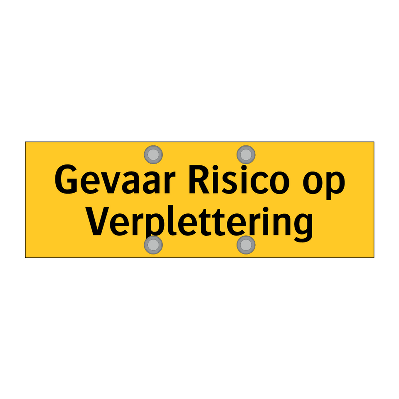 Gevaar Risico op Verplettering & Gevaar Risico op Verplettering & Gevaar Risico op Verplettering