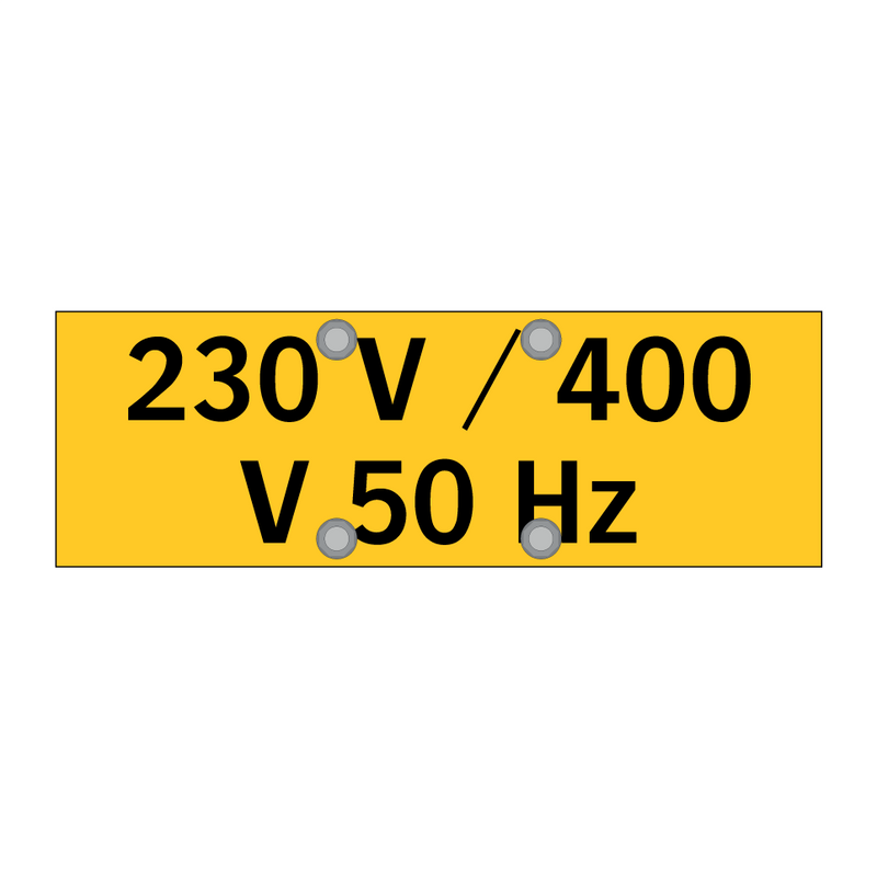 230 V / 400 V 50 Hz & 230 V / 400 V 50 Hz & 230 V / 400 V 50 Hz