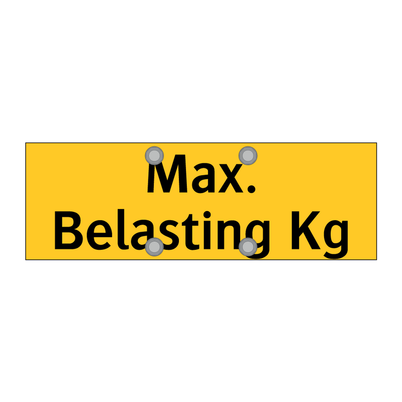 Max. Belasting Kg & Max. Belasting Kg & Max. Belasting Kg