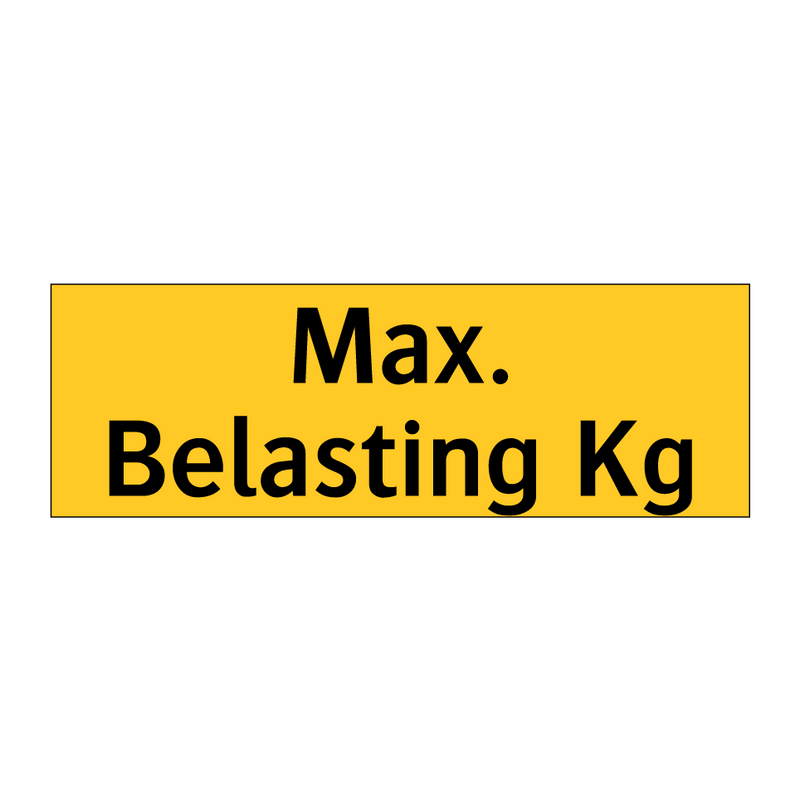 Max. Belasting Kg & Max. Belasting Kg & Max. Belasting Kg & Max. Belasting Kg & Max. Belasting Kg