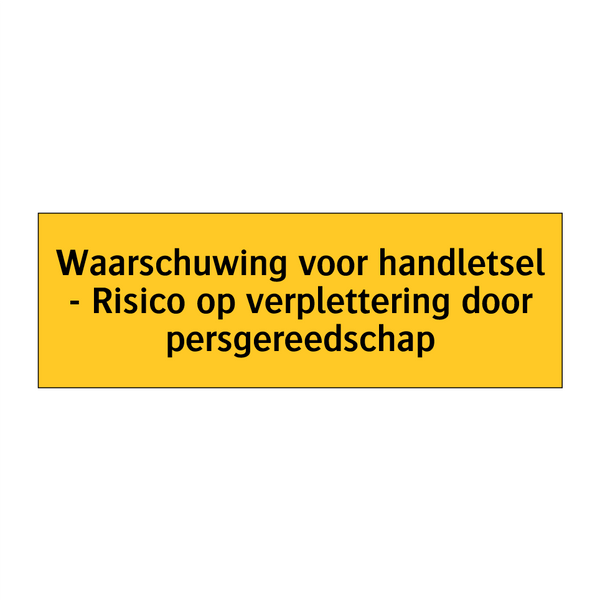 Waarschuwing voor handletsel - Risico op verplettering /.../