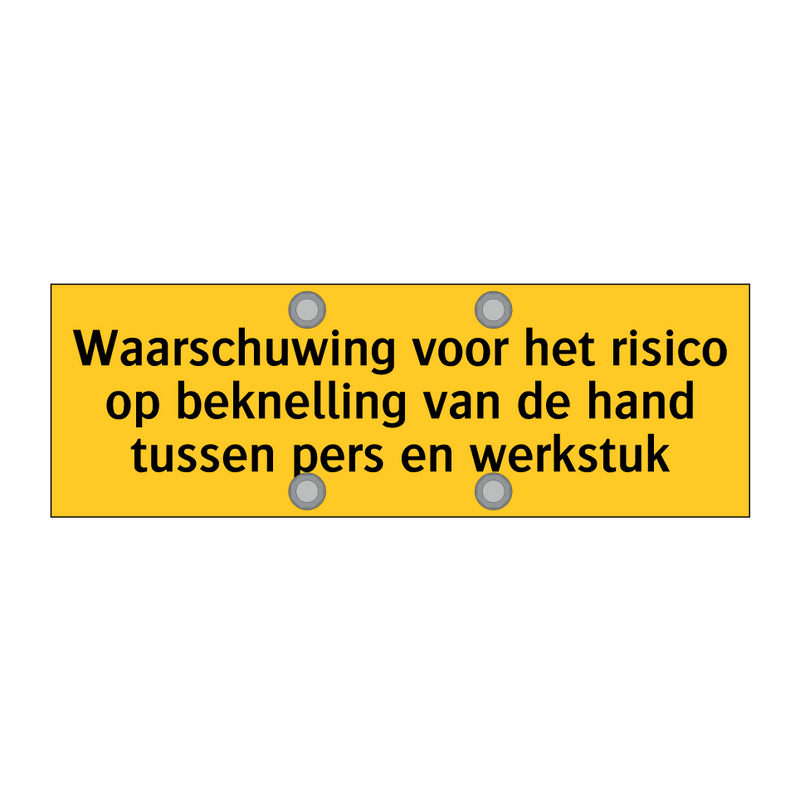 Waarschuwing voor het risico op beknelling van de hand /.../