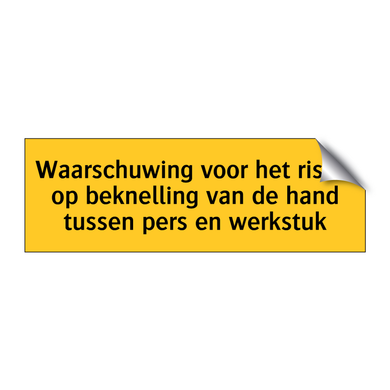 Waarschuwing voor het risico op beknelling van de hand /.../