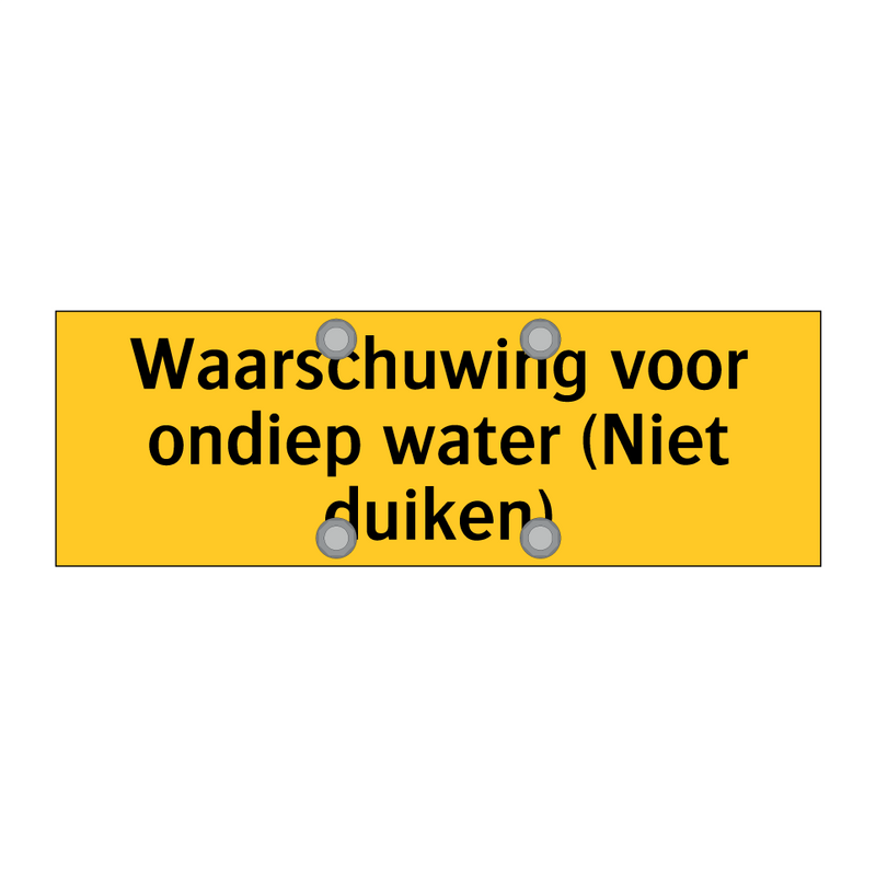 Waarschuwing voor ondiep water (Niet duiken)