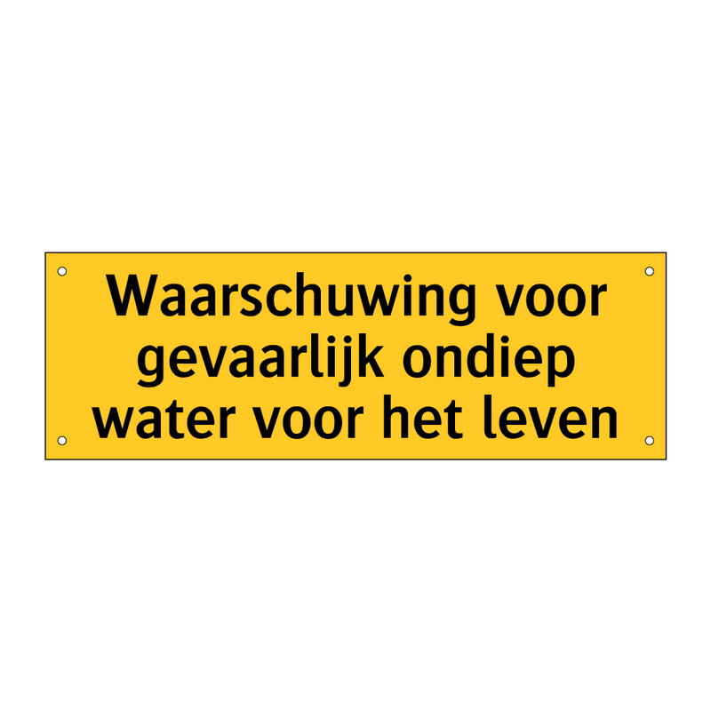 Waarschuwing voor gevaarlijk ondiep water voor het leven