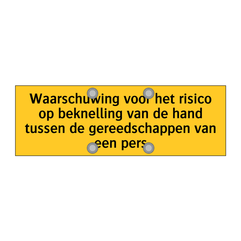 Waarschuwing voor het risico op beknelling van de hand /.../