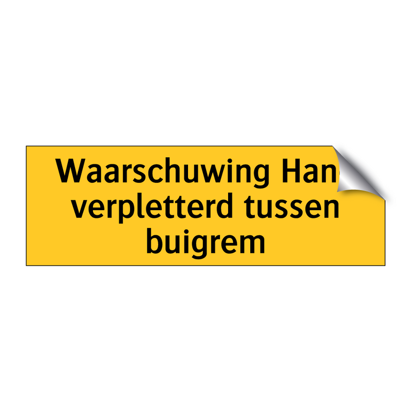 Waarschuwing Hand verpletterd tussen buigrem & Waarschuwing Hand verpletterd tussen buigrem