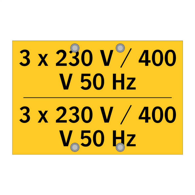 3 x 230 V / 400 V 50 Hz & 3 x 230 V / 400 V 50 Hz & 3 x 230 V / 400 V 50 Hz