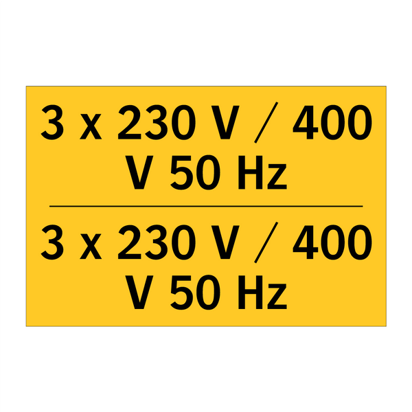 3 x 230 V / 400 V 50 Hz & 3 x 230 V / 400 V 50 Hz & 3 x 230 V / 400 V 50 Hz